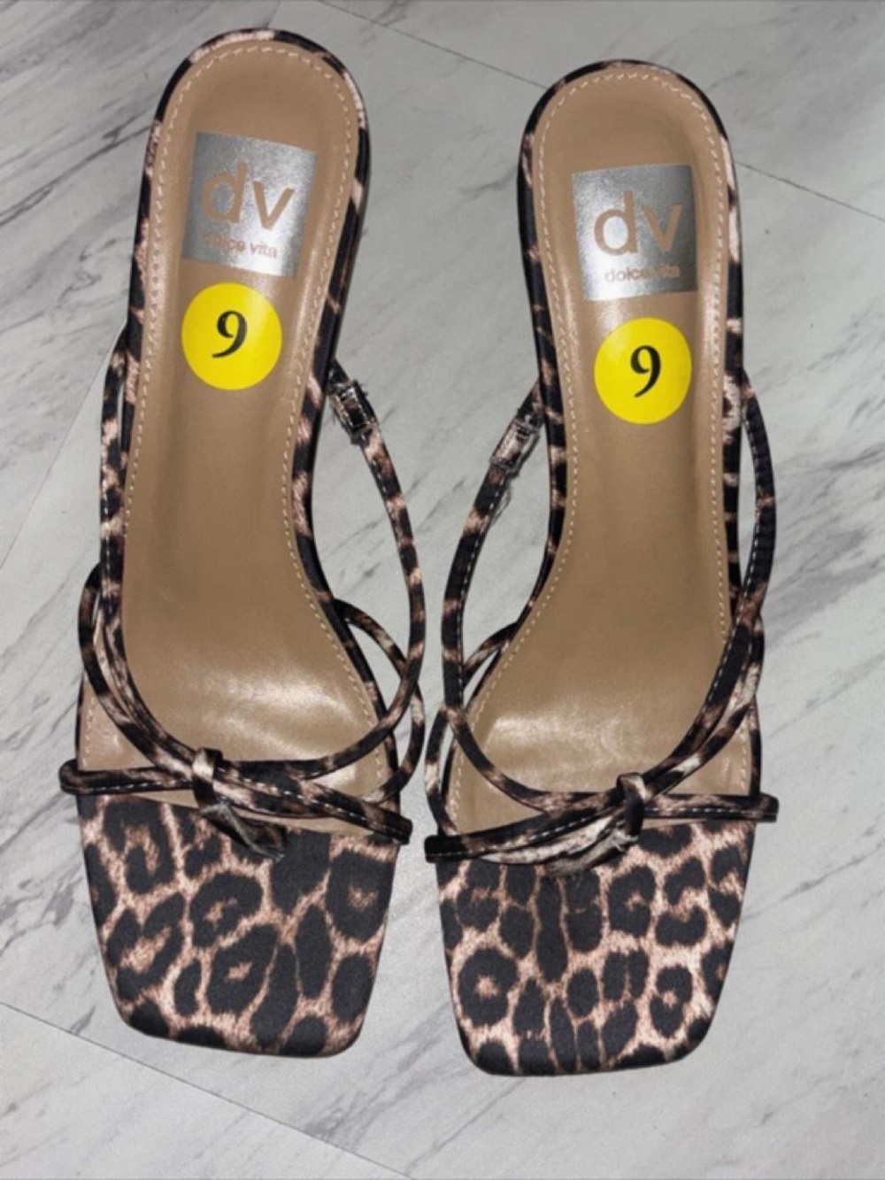 Dolce vita Leopard print zini strappy kitten heels